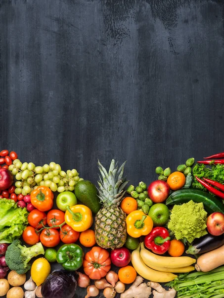 Dieting Healthy Eating Concept Fruits Vegetables Vegan Food Nutrition Ingredients — Stock Photo, Image