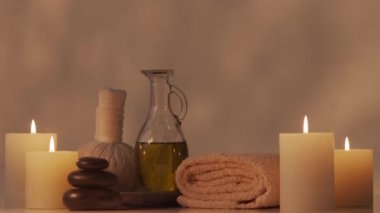Spa arkaplan kompozisyonu. Masaj, oryantal terapi, refah ve meditasyon kavramı.