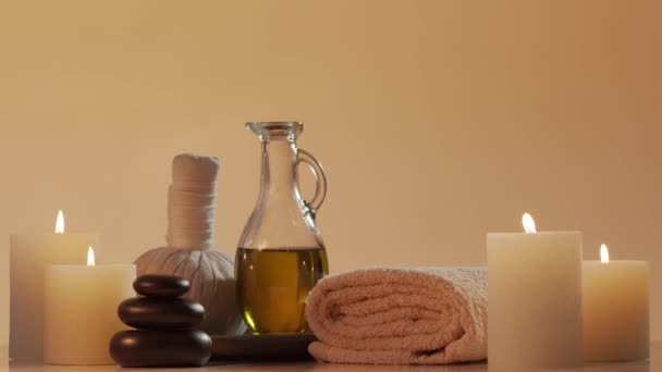 Oosterse Massage Behandeling Samenstelling Spa Procedures Meditatie Welzijn Aromatherapie Concept — Stockvideo