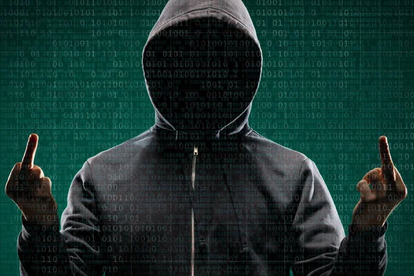 Gefährliche Hacker Über Abstrakten Digitalen Hintergrund Mit Binärem Code Dunkles — Stockfoto