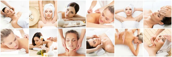 Women Relaxing Spa Collection Wellness Healing Rejuvenation Health Care Aroma — Stock Photo, Image