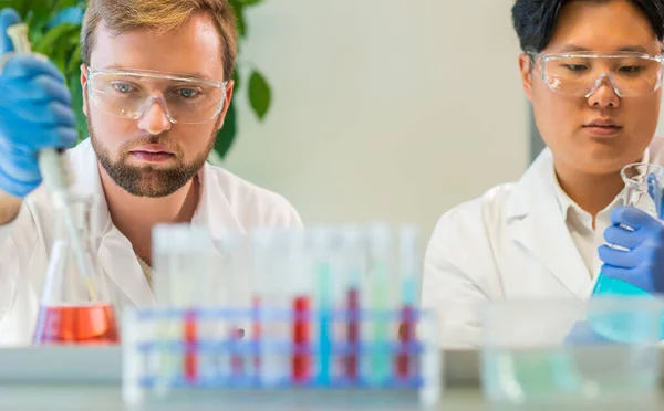 Scientist Working Lab Doctors Making Medical Research Laboratory Tools Microscope — Zdjęcie stockowe