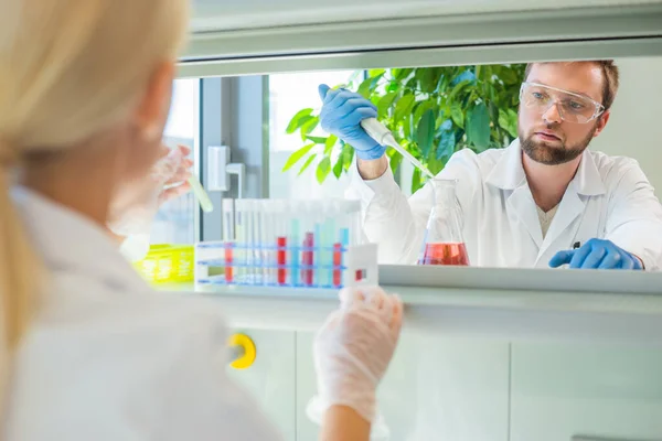 Scientist Working Lab Doctors Making Medical Research Laboratory Tools Microscope — Stok fotoğraf