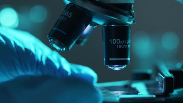 Vetenskapligt Laboratorium Närbild Pandemisk Sjukdom Hälso Och Sjukvård Vaccinforskning Och — Stockvideo