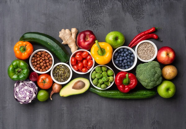 Gesunde Ernährung Frisches Gemüse Obst Und Superfood Ernährung Ernährung Veganes — Stockfoto