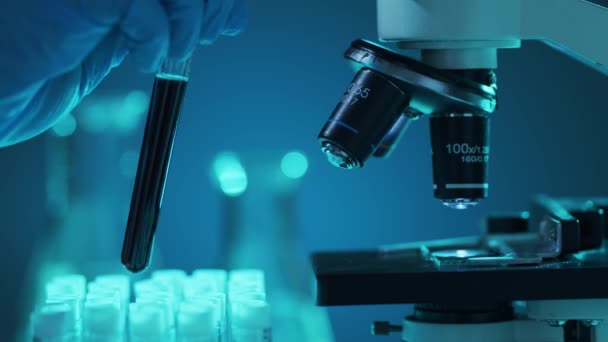 Наукова Лабораторія Крупним Планом Пандемічна Хвороба Охорона Здоров Дослідження Вакцин — стокове відео