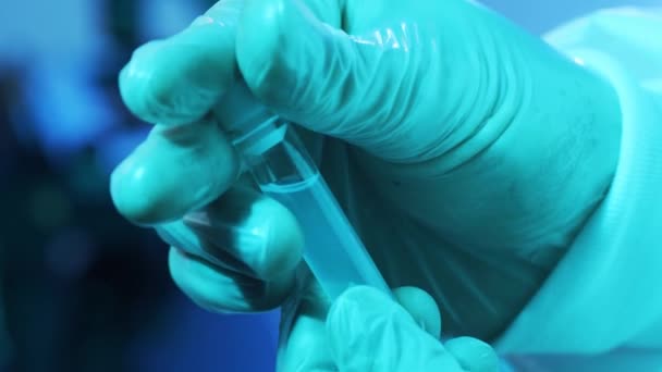 Krev Virus Laboratorní Sondě Detailní Záběr Vědecké Laboratoře Klinikách Pandemické — Stock video
