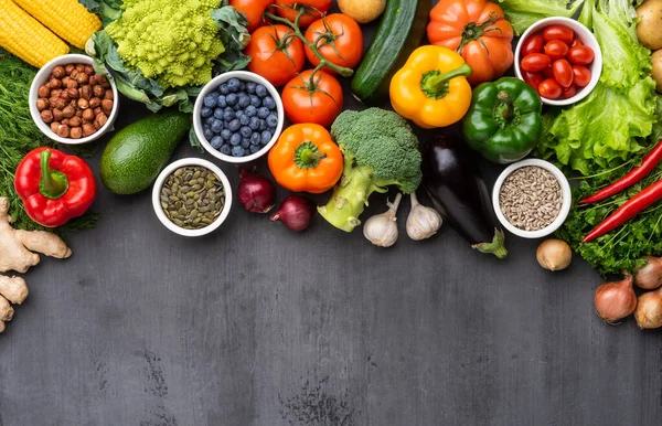 Gesunde Ernährung Frisches Gemüse Obst Und Superfood Ernährung Ernährung Veganes — Stockfoto