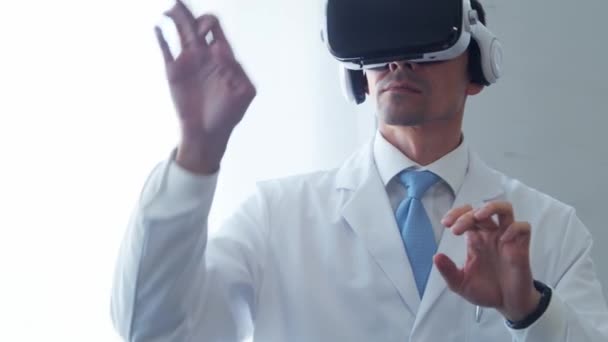 Professional Medical Doctor Working Hospital Office Using Modern Virtual Augmented — Stock Video