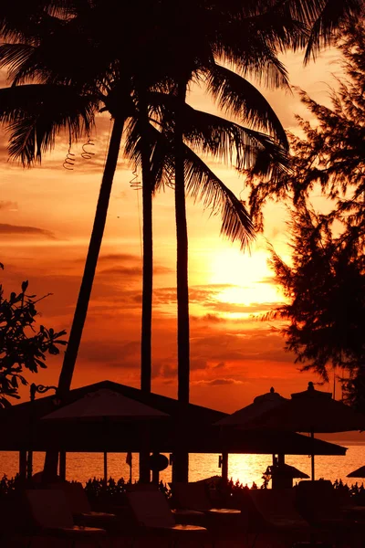 Strand zonsondergang op de kustlijn — Stockfoto