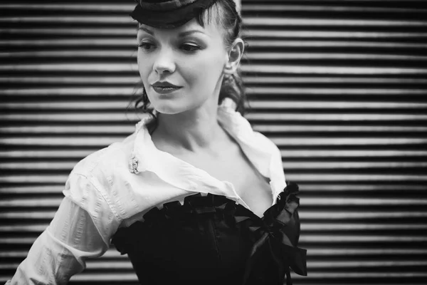 Black and white retro portrait — Stock Photo, Image