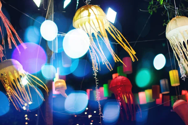 Colorful lantern illuminating at the night — Stock Photo, Image