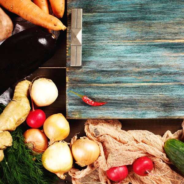 Border  with fresh vegetables — Stock Photo, Image