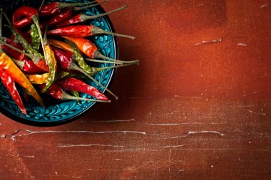 Üstten Görünüm, yakın çekim kırmızı biber biber