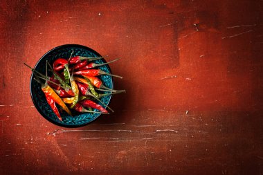 Üstten Görünüm, yakın çekim kırmızı biber biber