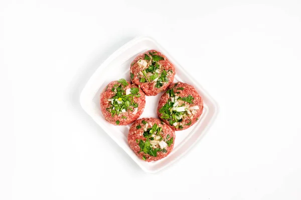 Raw food, beef cutlets ready for prepare — Stock Photo, Image