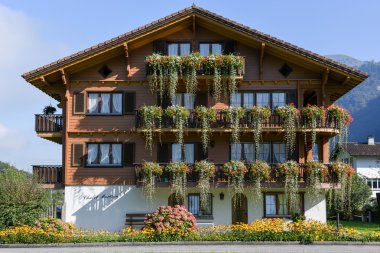 Wolfenschiessen'de çiçeklerle süslenmiş güzel dağ evi 