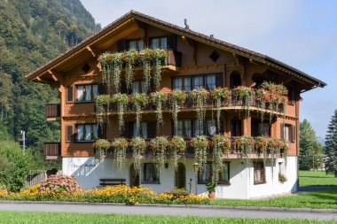 Wolfenschiessen'de çiçeklerle süslenmiş güzel dağ evi 