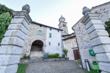 Morcote Köyü lake Lugano üzerinde günbatımında