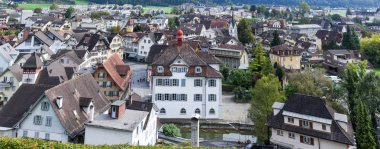 Genel Merkez Meydanı Sarnen İsviçre Alpleri üzerinde üzerinde