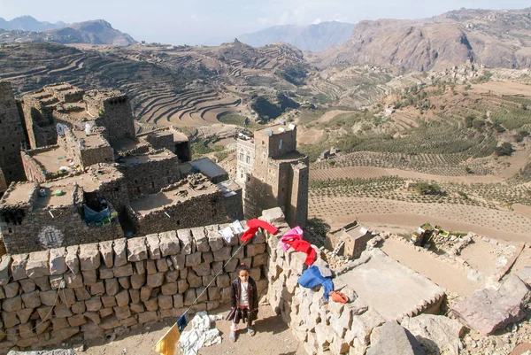In Dağları üzerinde Al Hajjarah Köyü — Stok fotoğraf