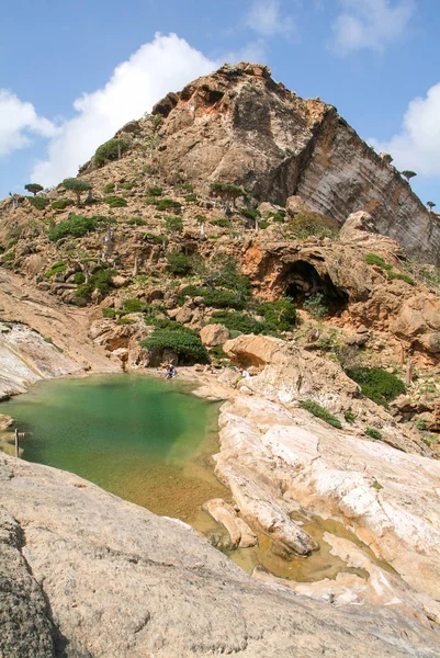 Horské jezero Homhil na ostrově Socotra — Stock fotografie