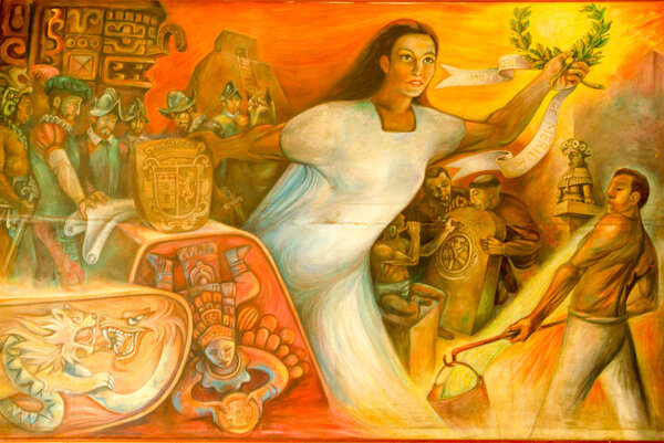 Картина Майя о испанском вторжении в Мериду

