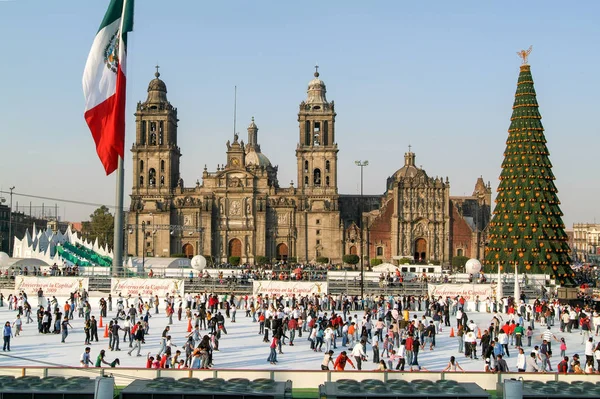 Mexico City kare Zocalo üzerinde katedral Metropolitana — Stok fotoğraf