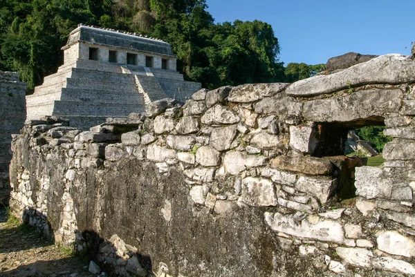 วัดแห่งการจารึกในเมืองมายันโบราณของ Palenque — ภาพถ่ายสต็อก