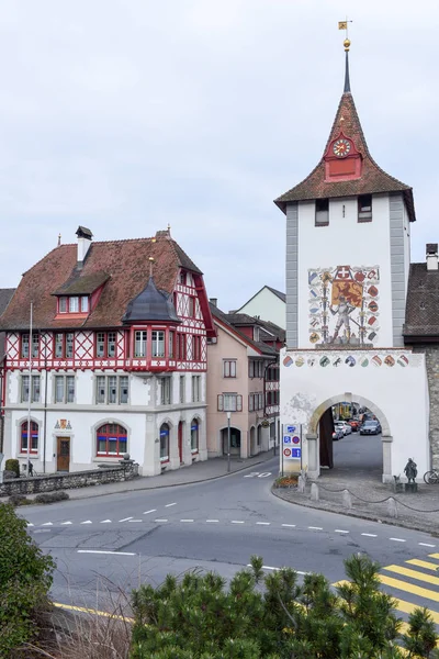 Mittelalterliche Häuser bei sempach in der Schweiz — Stockfoto