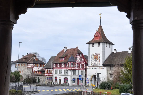 Maisons médiévales à Sempach sur la Suisse — Photo