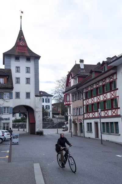 Mittelalterliche Häuser bei sempach in der Schweiz — Stockfoto