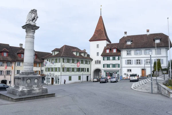 Średniowieczne domy nad Sempach w Szwajcarii — Zdjęcie stockowe