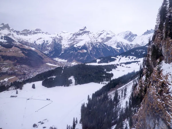 Winter landscape over Engelberg — Stock Photo, Image