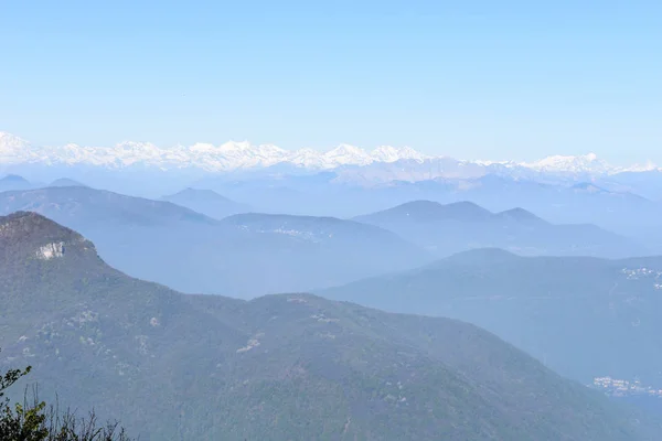 View from Monte Generoso down to Lugano and its lake — Stock Photo, Image