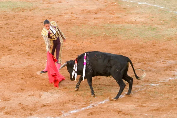 Woman torero at a bullfight in Valladolid on Mexico — Stock Photo, Image