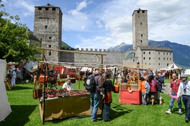 Bellinzona kalede Castelgrande Ortaçağ piyasaya 