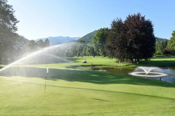 Irrigation of the golf course at Magliaso — Stock Photo, Image