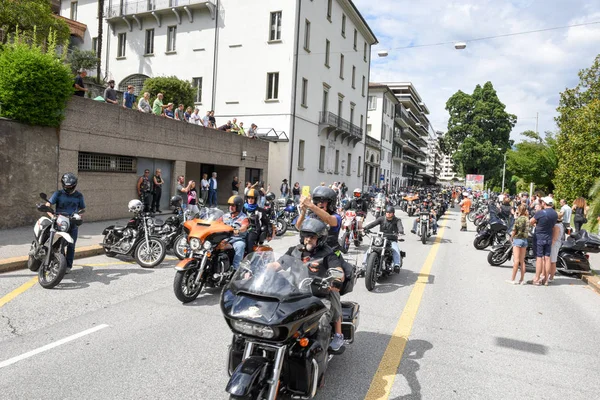 Bykers of the parade at the Swiss Harley Days in Lugano — Stock Photo, Image