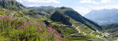 Tremola old road which leads to St. Gotthard pass  clipart