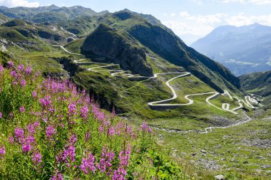Tremola old road which leads to St. Gotthard pass  clipart