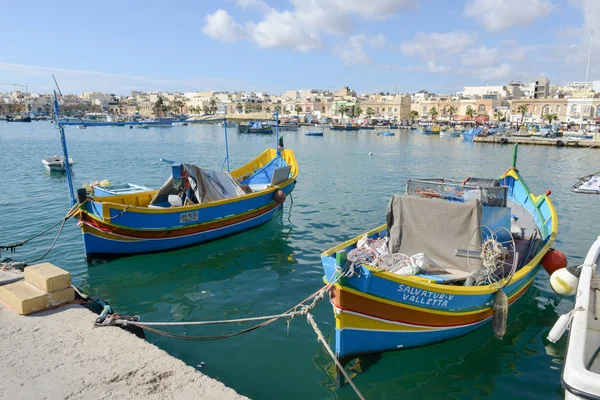 Balıkçı köyü Marsaxlokk Malta Adası — Stok fotoğraf