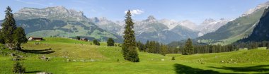 İsviçre üzerinden Engelberg kırsal görünümü
