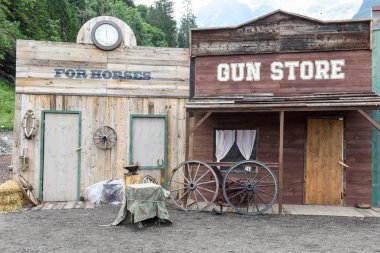 Shops of a wild west cowboy town clipart