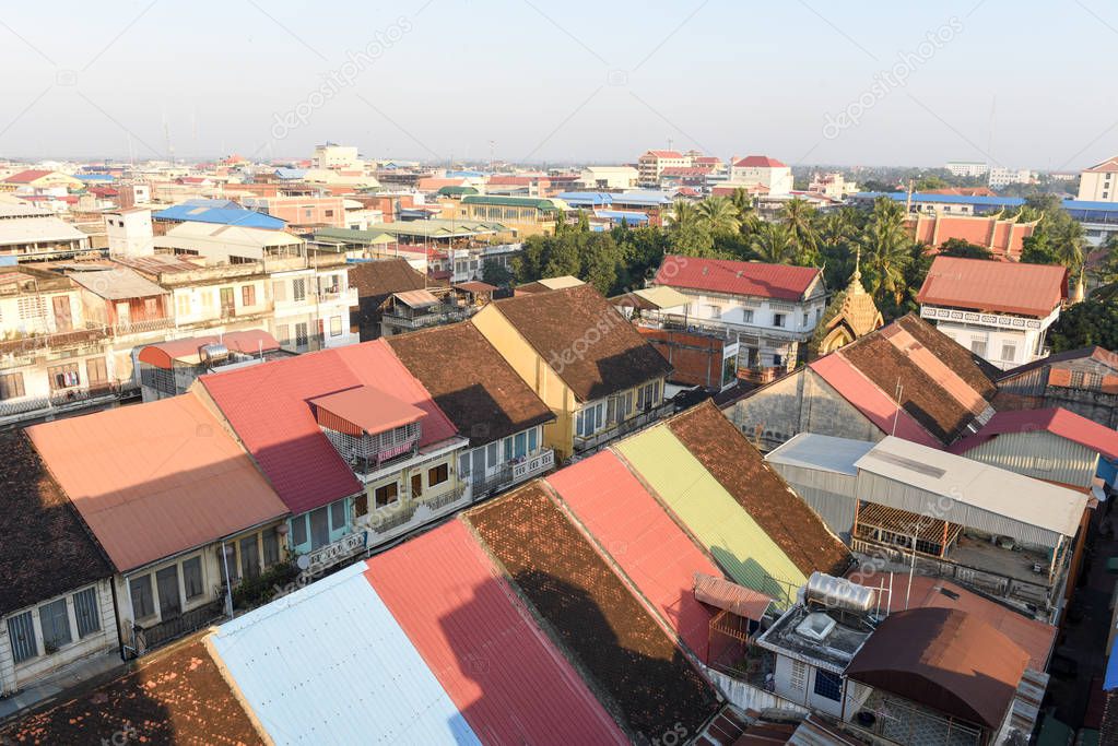 Overview of Battambang on Cambodia
