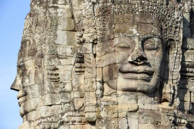 Siemreap, Kamboçya, Angkor Thom tapınakta Bayon yüzler.