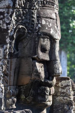 Closeup taş yüzü prasat Bayon Tapınağı, Angkor Thom, Cambodia
