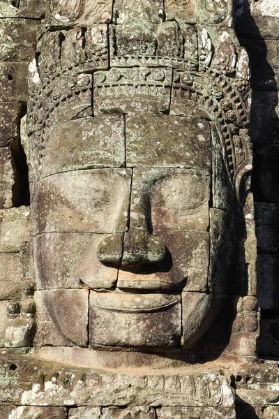 Closeup pedra rosto de prasat Bayon templo, Angkor Thom, Camboja — Fotografia de Stock