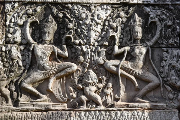 Bas relevo de Bayon Temple, Angkor Thom, Siem Reap, Camboja — Fotografia de Stock