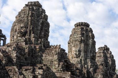 Siemreap, Kamboçya, Angkor Thom tapınakta Bayon yüzler.